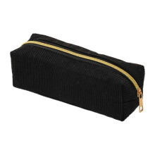 Large Corduroy Pencil Case – High-Capacity Multi-Compartment Organizer for Pens, Makeup Brushes & Supplies | School, College, Office, Travel | Black