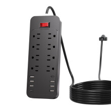 Power Strip with 8 Outlets and 6 USB Ports, 2500W Surge