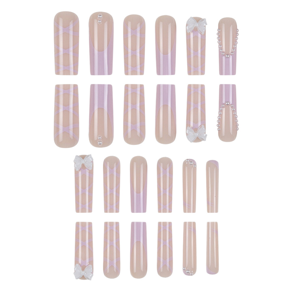 Dachuang Beauty Mauve 24Pcs Tip Fake Nails, Long Lasting & Waterproof
