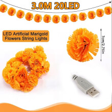 Ghirlanda luminosa di Halloween con calendule artificiali, lampada LED a batteria/USB.