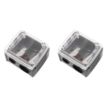 2PC Eyebrow/Lip/Eyeliner Pencil Sharpener, Double Hole, Steel Blade, Smooth Motion, Shaving Collector – Compatible with All Standard Pencils