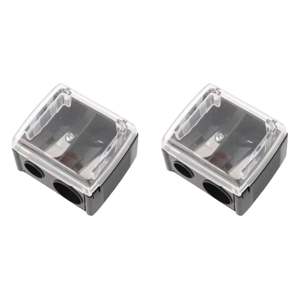 2PC Eyebrow/Lip/Eyeliner Pencil Sharpener, Double Hole, Steel Blade, Smooth Motion, Shaving Collector â Compatible with All Standard Pencils