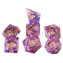 (Purple quicksand) 7-Piece Liquid Core D&D Dice Set for RPG Gaming