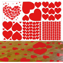 RED HEART Wall Decal 210 Piece Set for Valentines Day Wedding Anniversary Party Decorations