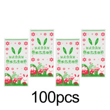 100 sachets cadeaux de Pâques transparents à motifs lapin et œufs, parfaits pour les fêtes, les goûters et les cadeaux.