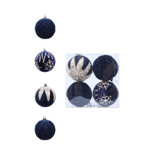 4 PCS Velvet Christmas Balls, 3.15" Shatterproof Xmas Bulbs Decorations Set, for Xmas Decorative Hanging Ornaments Christmas Tree Decoration (Blue)