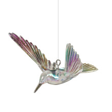 5 Pc Hummingbird Iridescent Clear 3 Inch Acrylic Seasonal Hanging Figurine Ornament, Rainbow, 3.94"