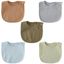 5pcs Waterproof Cotton Bibs for Kids & Adults, Adjustable Snap, Stylish & Comfortable – Compatible with All Ages