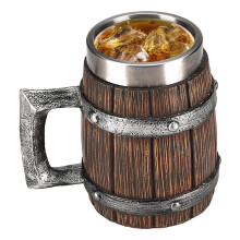 Medieval Wooden Mug Whiskey Beer Tankard 600ml