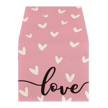 Wadada Pink Table Runner with Love Hearts, 13x47", Burlap Kitchen/Dining Decor, Wedding, Anniversary, Valentine's Day – Compatible with Standard