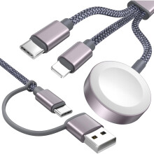 Päivitetty 3-in-2 USB-C -laturi, joka on yhteensopiva Apple Watchin (Ultra/SE/1-11), iPhonen 11-17:n, Galaxyn ja Nintendo Switchin kanssa — 4FT