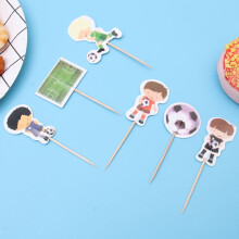 Football Theme Cake Toppers for Birthday Parties Assorted Color Paper Props 48 Pieces Fit for Cake