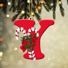 Christmas Ornaments Personalized Alphabet Decorations with Acrylic Letters for Home Tree Hanging Decor Indoor Outdoor Xmas Appeal 3.9in Red
