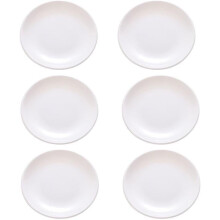 6-Pack 7" White Melamine Plates, Round Dessert/Salad Serving Dishes, Dishwasher Safe, Compatible with Standard Kitchen Storage