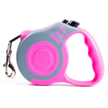 Retractable Dog Leash Lightweight 10/16FT Leash with Non-Slip Handle, for Small Dogs Puppy(Gray Pink, 10FT)