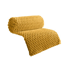 Flannel Fleece Throw Blanket 28"x40", Super Soft 3D Jacquard Hexagon Design, Cozy Luxury Fluffy Blanket for Couch/Sofa/Chair – Yellow