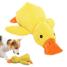 Enten-Hundespielzeug, 2024Neuestes, robustes The Mellow Dog Beruhigendes Enten-Hundespielzeug, Gelbes Stoffenten-Kauspielzeug für Hunde, drinnen,