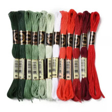 1 Set 0.5mm 6-Ply Polyester Embroidery Floss Cross Stitch Threads about 8m/Skein-12 Skeins Christmas Color Series
