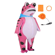 (Pink Frog Inflatable Suit with Clear Mask, XS 120cm 140cm) Inflatable Halloween Costume Dinosaur Astronaut Frog Suit