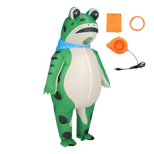 (Green Frog Inflatable Suit with Clear Mask, XS 120cm 140cm) Inflatable Halloween Costume Dinosaur Astronaut Frog Suit