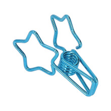 100 Stück Stern-Binderclips Metall blau Mini-Klemme