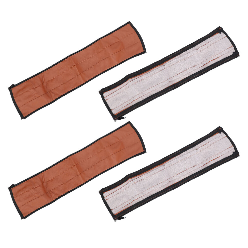 4pcs Brown PU Leather Stroller Handle Covers, Washable, 52x12cm