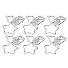 100 Stück sternförmige Binderclips, ausgehöhlt, klein, silberfarben