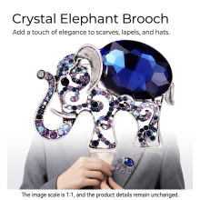 (B301 A) Vintage Rhinestone Elephant Brooch for Wedding