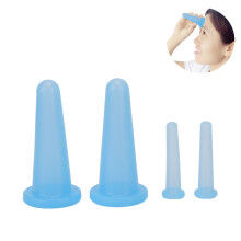 4 Stück Silikon-Vakuum-Gesichtsmassagebecher für die Heimbehandlung gegen Cellulite Blau