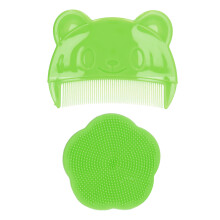 2PCS Baby Silicone Scalp Brush Set for Newborns, Soft Green Bath Tools
