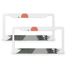 Stainless Aluminum License Plate Frames Trees Mountains Sun