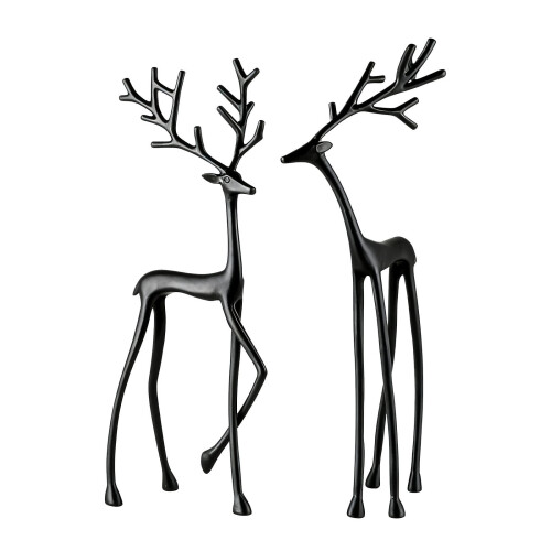 Black Imitation Metal Deer Statue for Entryway Decor 2