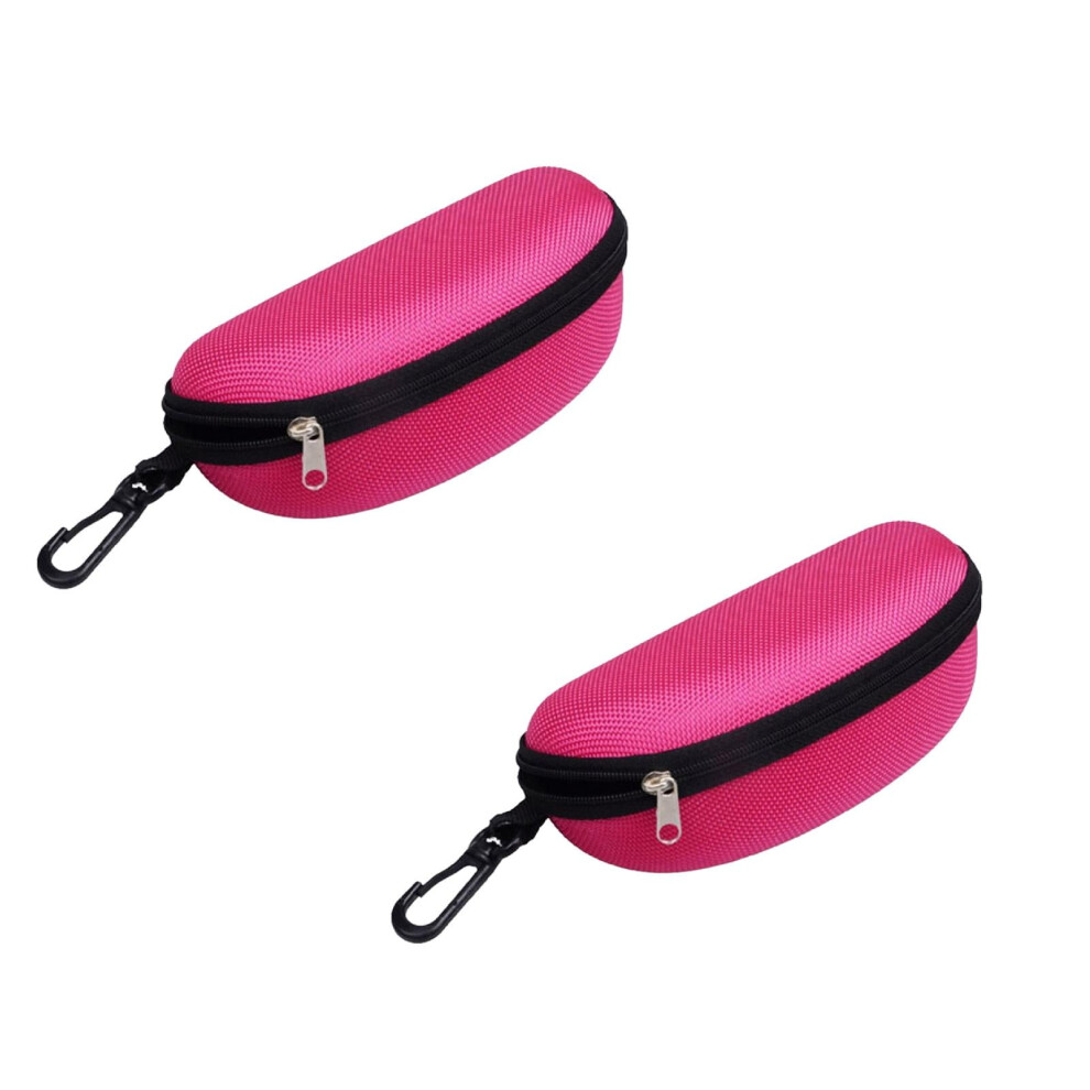 Zipper Eyeglasses Case Hard Shell with Carabiner 2 pcs