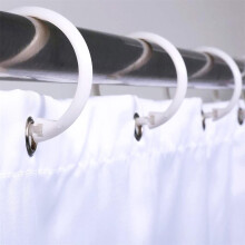 24Pcs White Plastic Shower Curtain Rings, Curtain Ring Clasps, Easy To Close Shower Curtains