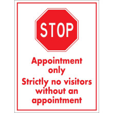 Stop Appointment Only: No Visitors Without Appointment Metal Sign (Aluminum, 8x12") – Compatible with Safety & Security Warning Use