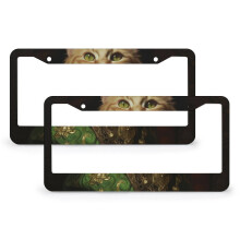 Cat License Plate Frames Aluminum Shamrock 2PC