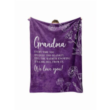 Cozy Flannel Throw Blanket for Grandma, 50"x60" Ultra Soft Gift for Grandmother, Birthday Gift from Grandkids, Purple Winter Blanket for Sofa & Bed