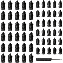 Tire Fix Rubber Nail Kit, 60pcs Self-Sealing Plugs (2 Sizes), No Tire Removal Needed, with Screwdriver – Compatible with Most Tires