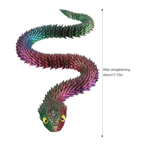 (6 LED Cold White, 45cm) 3D Printed Snake Toy - Multi-Jointed Desktop Decor 1