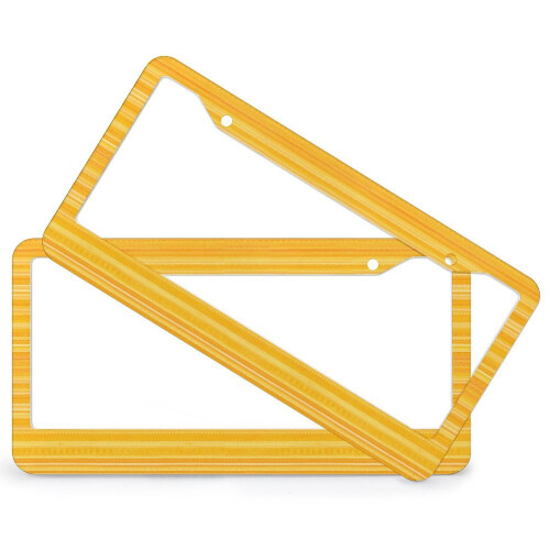 Yellow Striped Aluminum License Plate Frame 2-Pack 1