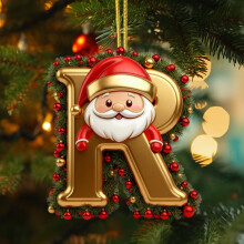 DAMAI Gold Christmas Ornament Santa Design 26-Letter