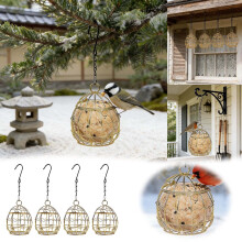 Gold Metal Fat Ball Bird Feeders 4 Pack with Chains