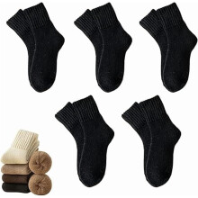 Kesuv Fall Socks, Kesuv 5 Pairs Women's Solid Mid-calf Socks, Nyzfexk Sock, for Fall Winter, Womens Thick Thermal Crew Sock Comfortable
