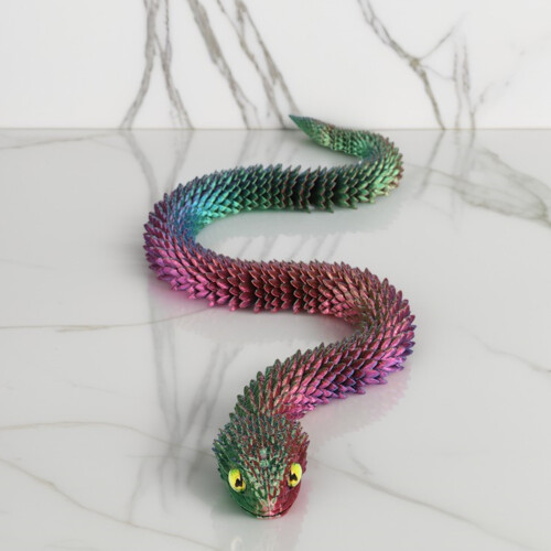 (6 LED Cold White, 45cm) 3D Printed Snake Toy - Multi-Jointed Desktop Decor 2