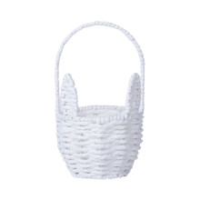 Easter Bunny Woven Basket with Handle – Handmade Straw Wicker Candy Egg Basket for Kids, Picnic Hamper & Toy Storage – Compatible with Easter Egg