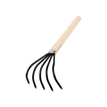 High Carbon Steel Clam Rake with Wooden Handle - Portable Seafood Digging Rake for Beach & Gardening