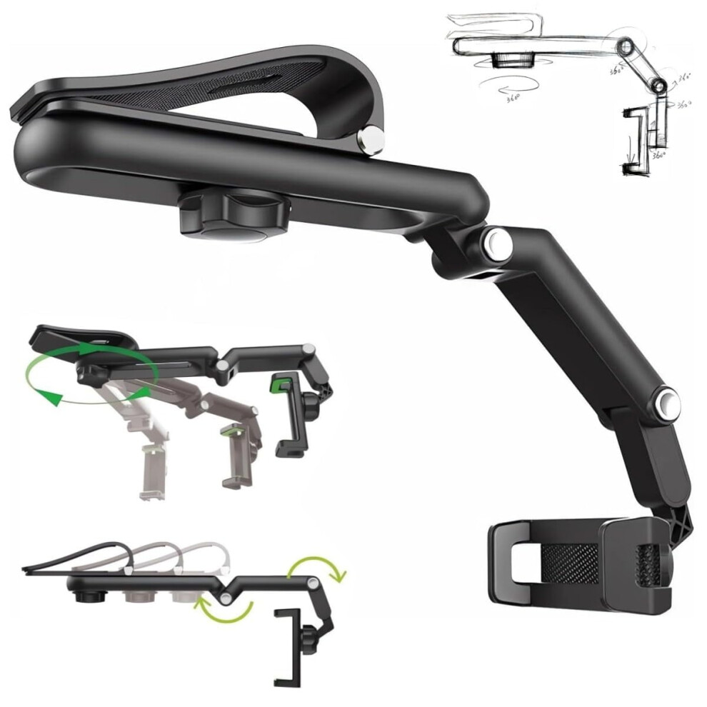 Rotatable Retractable Phone Holder Sun Visor Mount Grey 941196105912