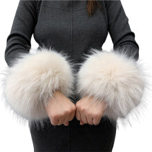 1 Pair Women Cuffs Solid Color Faux Fur Autumn Winter Windproof Fluffy Wristbands for Daily Wear