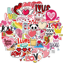 Heart-shaped English Text Vinyl Sticker Set 12 pcs