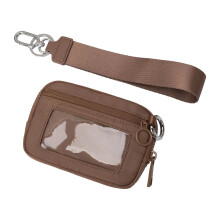 Portable Card Storage Bag, Waterproof Wristlet Pouch With Clear Card Slot - Solid Color Series